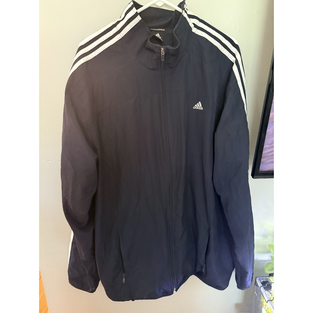 Adidas Jacket Mens 2XL Navy Clima365 Full Zip Warm Up Performance Track